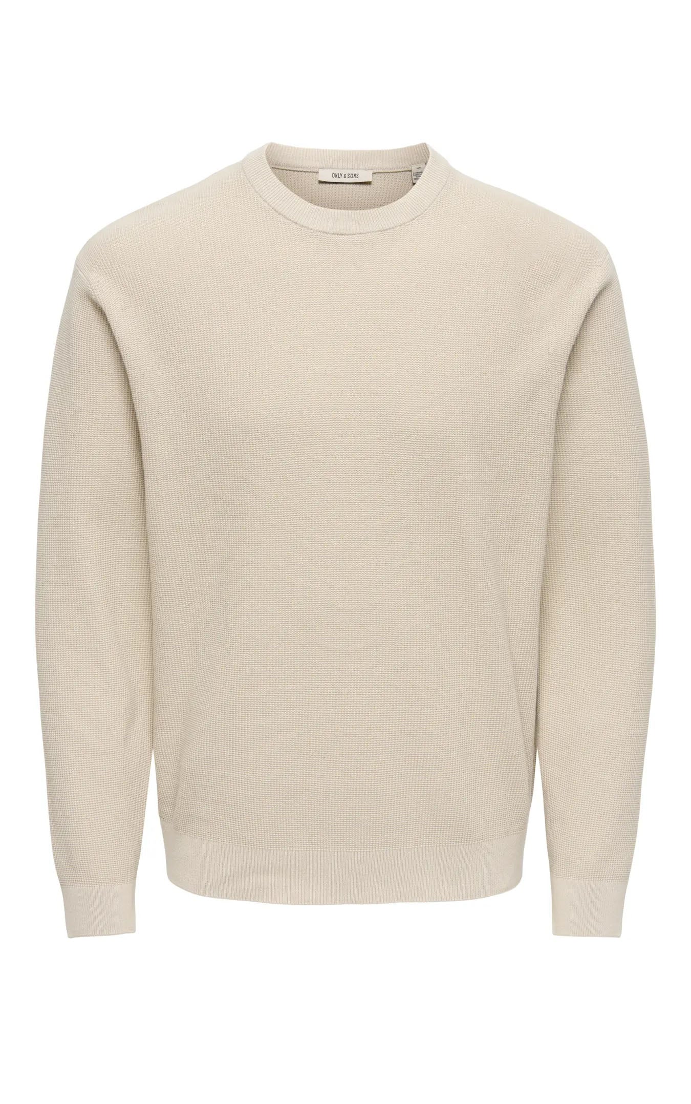 Tony Waffle Long Sleeve Crew in Silver Lining