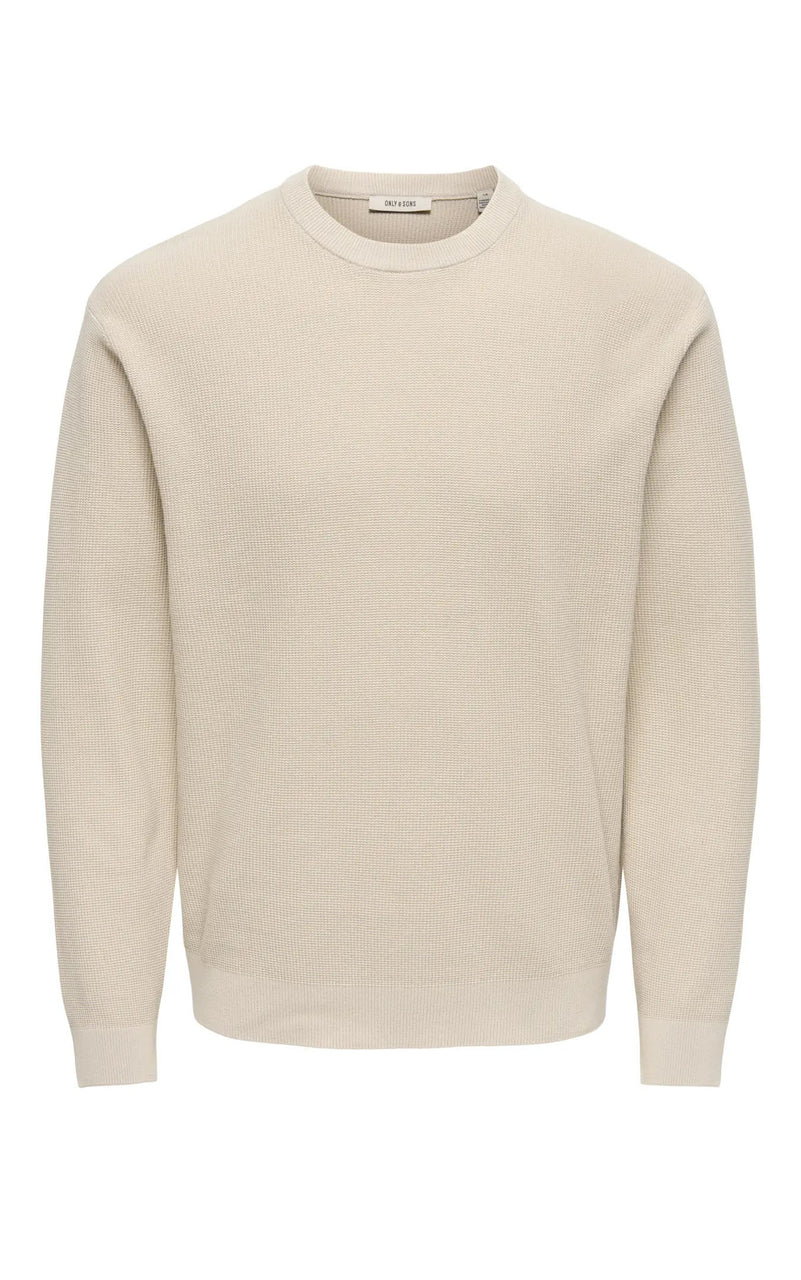 Tony Waffle Long Sleeve Crew in Silver Lining