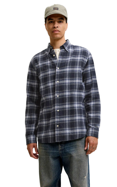Field Check Long Sleeve Shirt in Navy