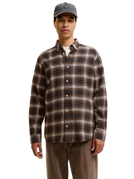 Field Check Long Sleeve Shirt in Black