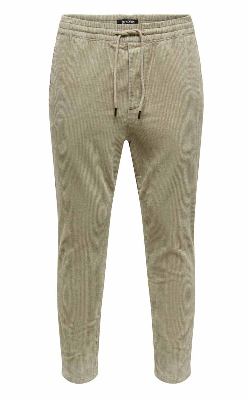 Linus Life Cropped Cord Pant in Chinchilla Beige