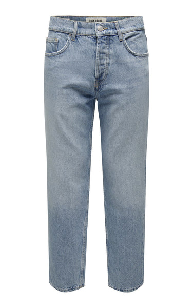 Edge Straight Jeans in Light Blue Denim