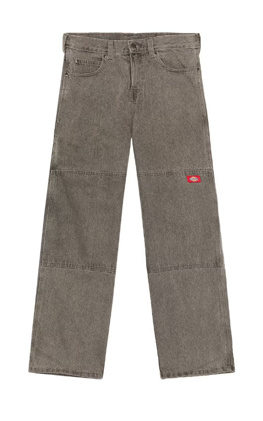 Double Knee Loose Straight Denim in Grey