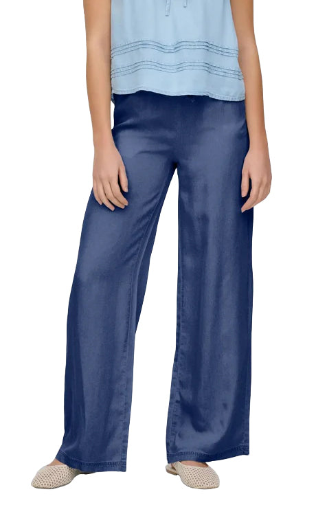 Charis Tie Pants in Dark Blue Denim