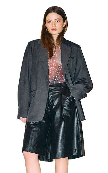 Deer Long Sleeve Ruching Top in Cognac with Deer AOP