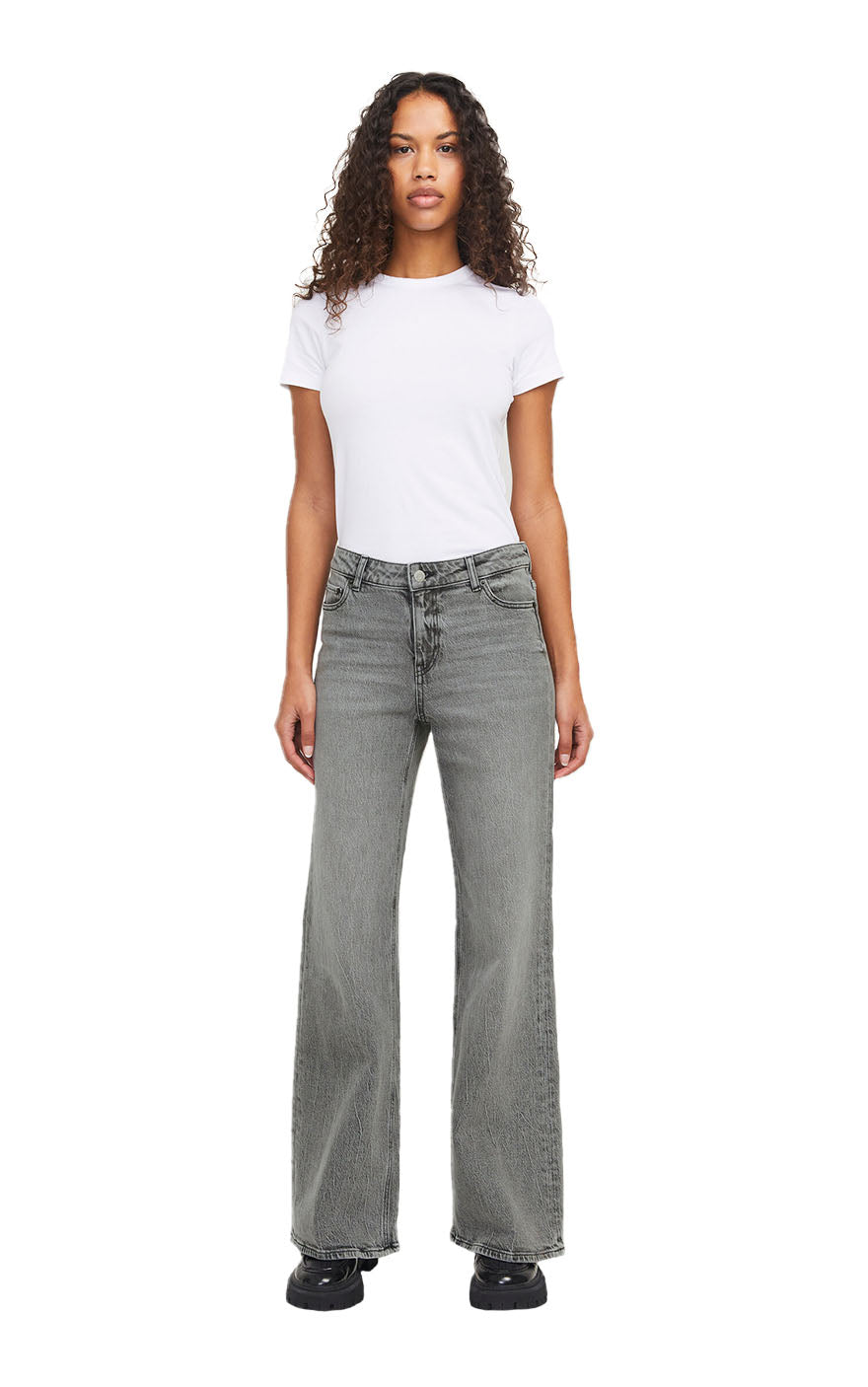 Rome Mid Waist Flare Jeans in Grey