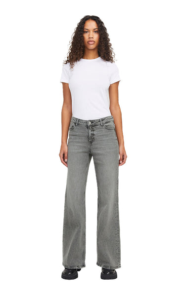 Rome Mid Waist Flare Jeans in Grey