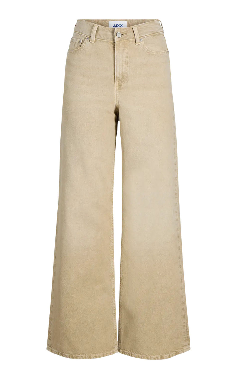 Tokyo Wide High Waist Colour Denim in Desert Dust