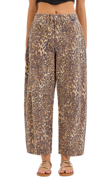 Leopard Barrel Leg Pants