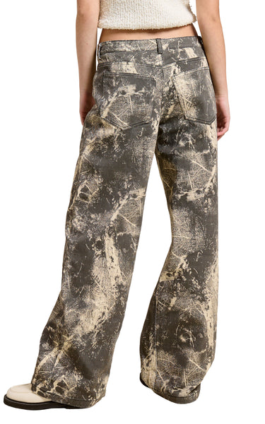 Grunge Splatter Pants in Stone