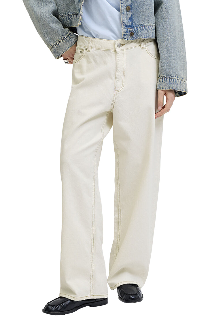 Kyoto Baggy Low Waist Denim in Off-White
