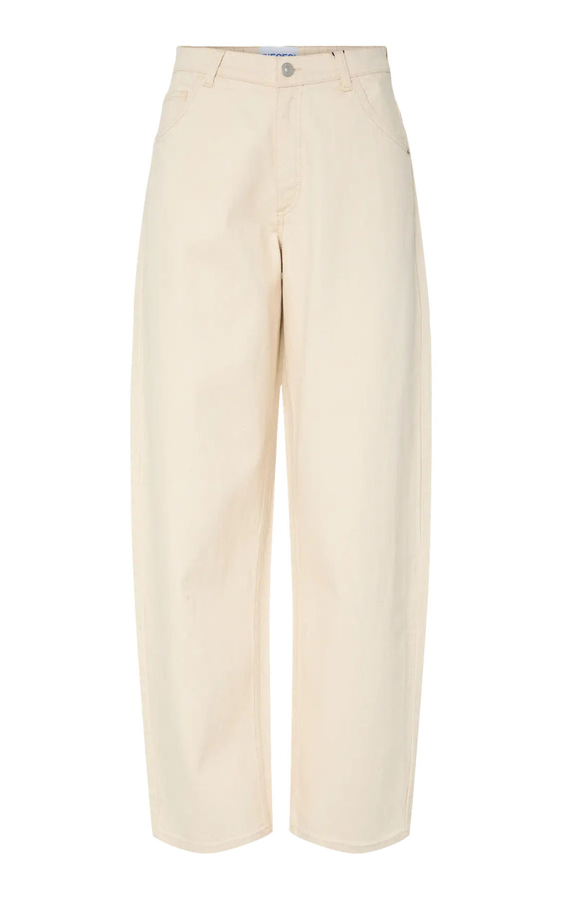 Grace High Waist Barrel Jeans in Ecru