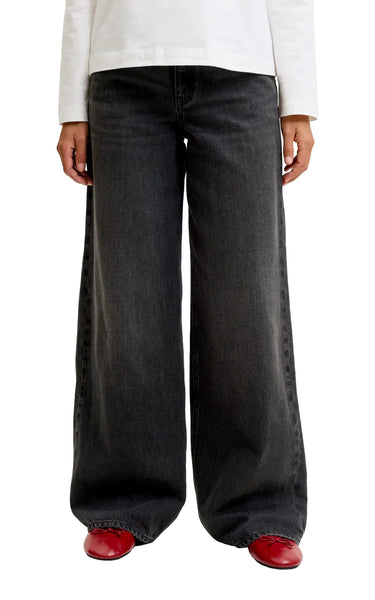 Oslo Wide Mid Waist Jeans in Black Denim