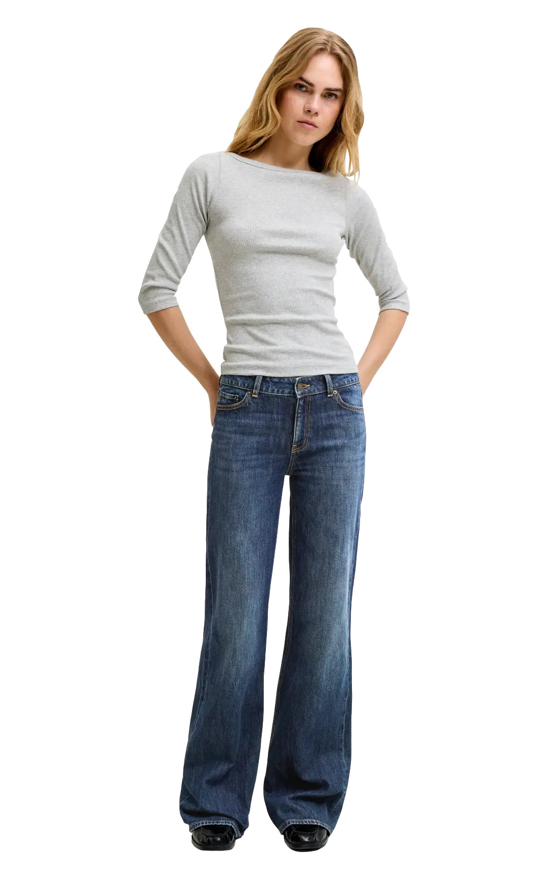 Rome Flared Mid Waist Jeans in Marley Olympic Blue