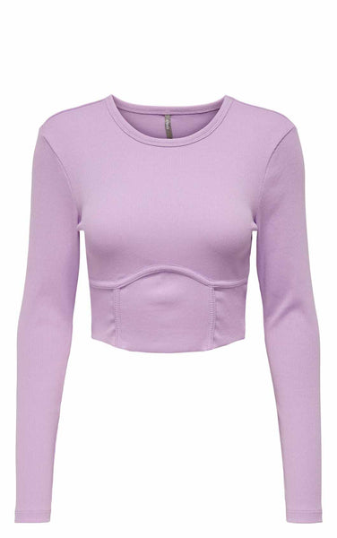 Jenny Long Sleeve Bustier Top in Lavender