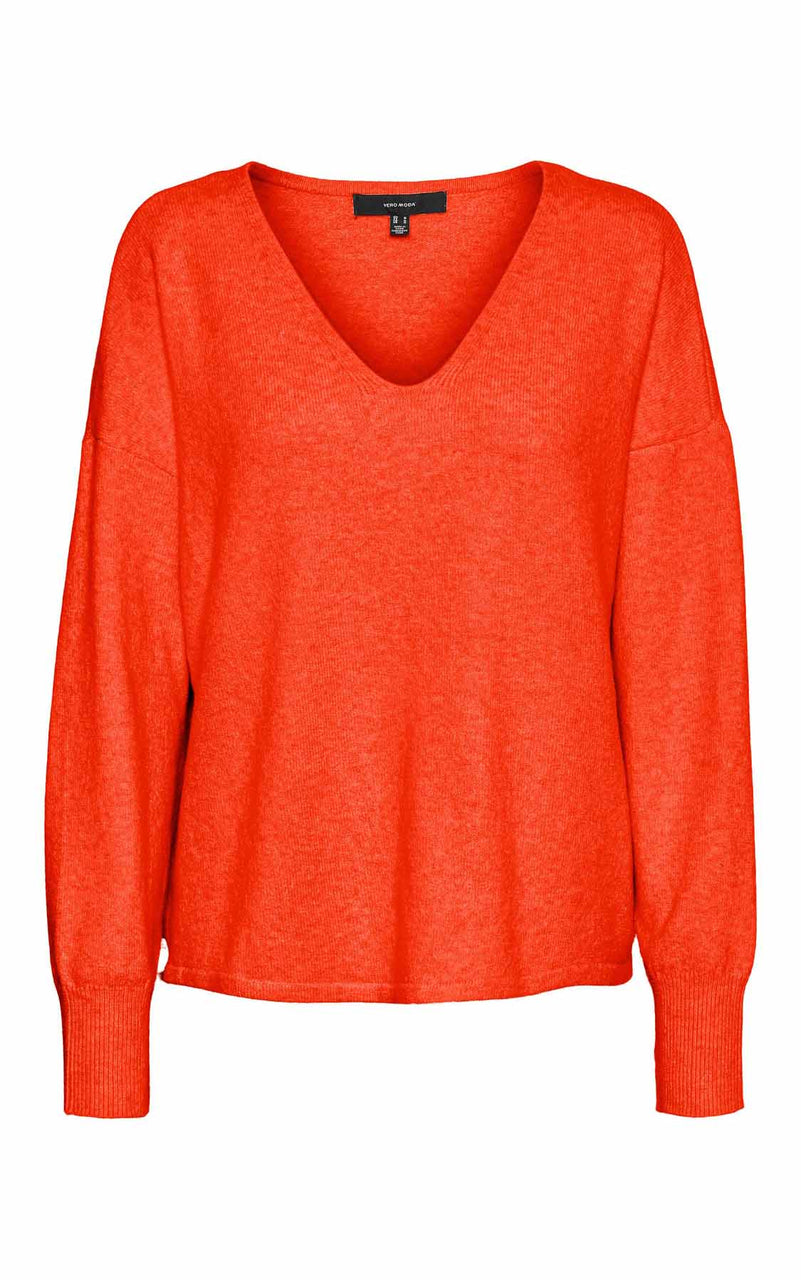Doffy V-Neck Sweater in Tangerine Melange