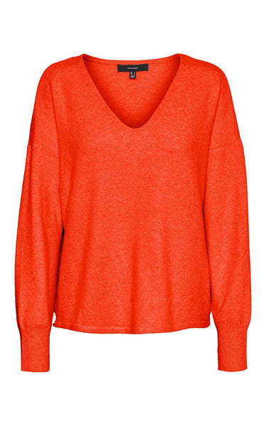 Doffy V-Neck Sweater in Tangerine Melange