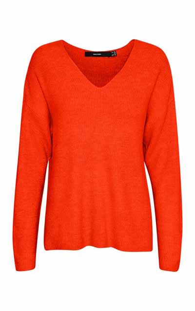 Lefile V-neck Sweater in Tangerine