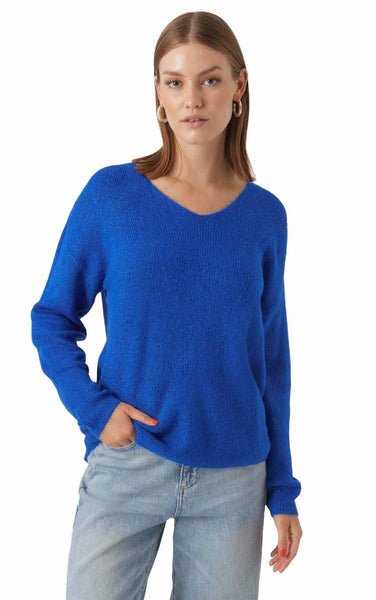 Lefile V-neck Sweater in Blue