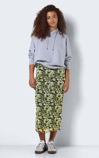 Bea Mesh Skirt in Yellow Floral Print