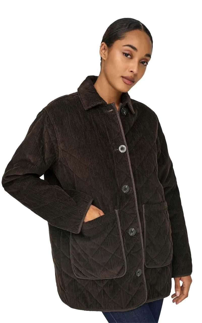 Marta Quilt Corduroy Jacket in Mole