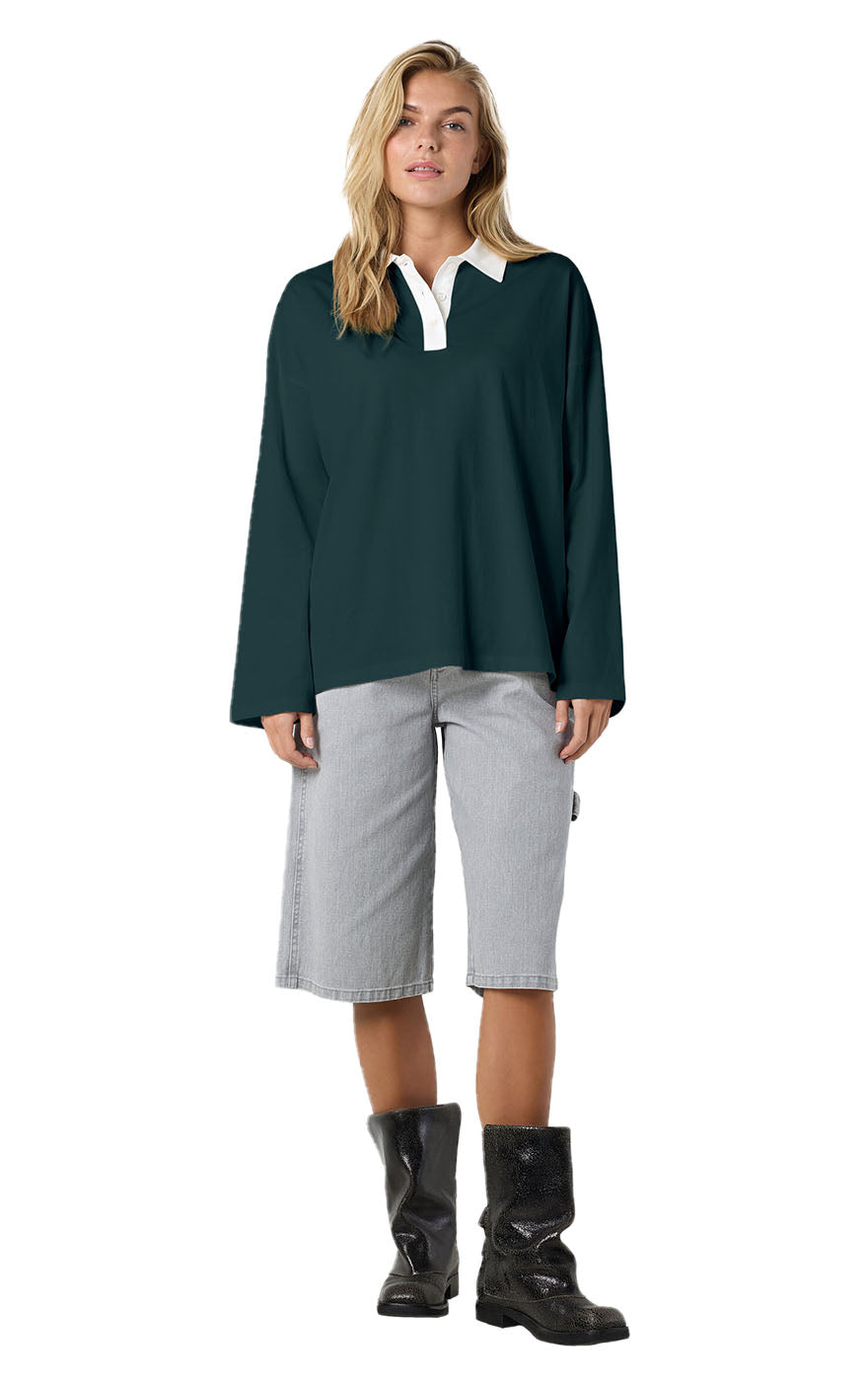 Davina LS Polo Top in Pine