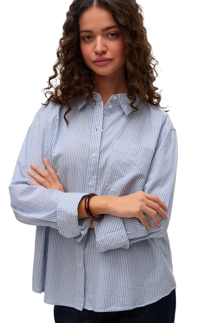 Ida Oxford Shirt in Light Blue Stripes