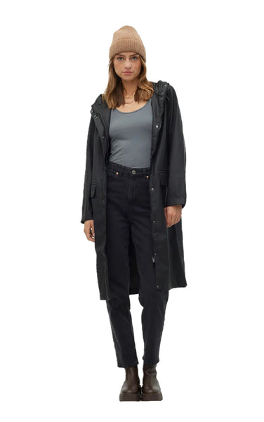 Malou Long Raincoat in Black