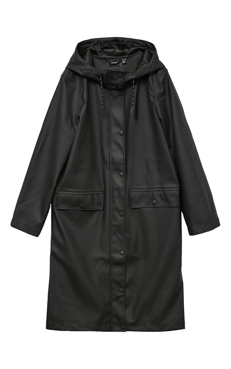 Malou Long Raincoat in Black