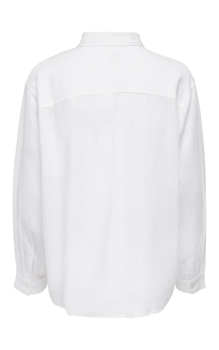 Tokyo Long Sleeve Linen Blend Shirt in Bright White