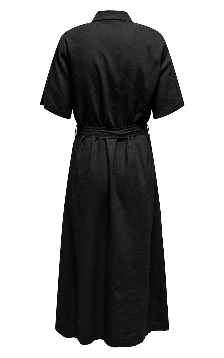Caro Short Sleeve Long Dress in Black