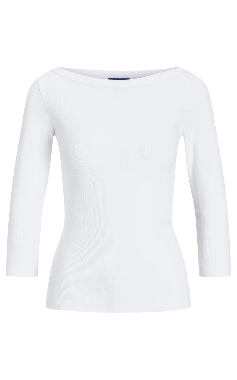 Fifi 3/4 Boatneck Top in Bright White