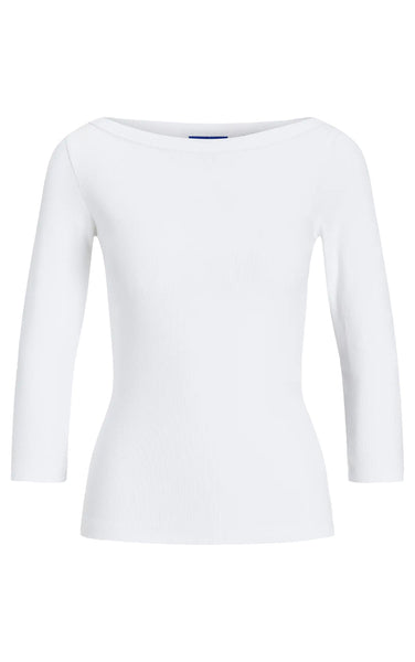 Fifi 3/4 Boatneck Top in Bright White
