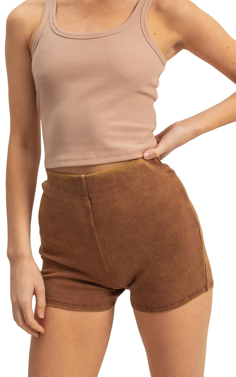 Rib Bike Shorts in Chestnut