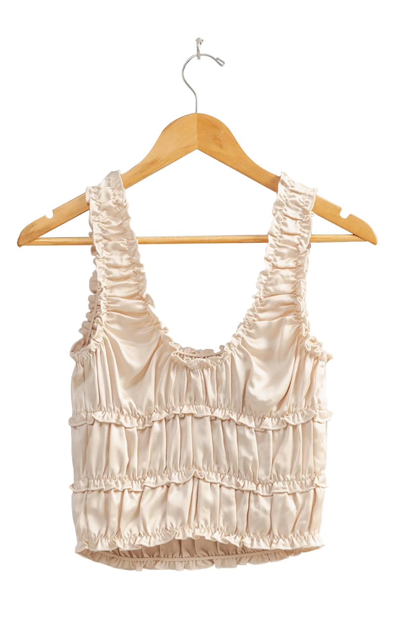 Satin Evening Tank in Alpaca