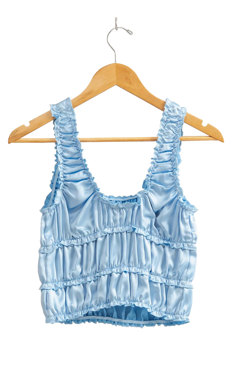 Satin Evening Tank in Ice Blue