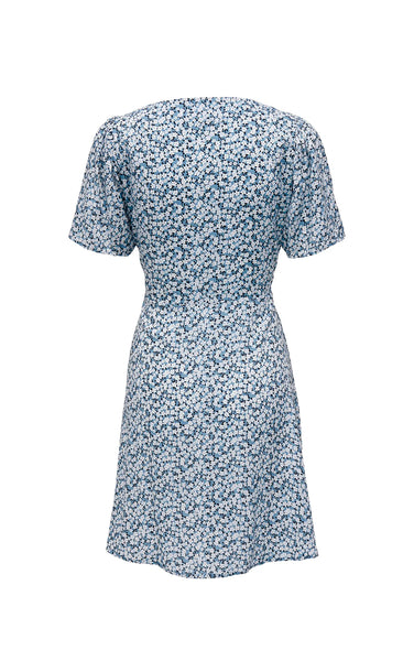 Evida Dress in Provincial Blue with Sadie Flower