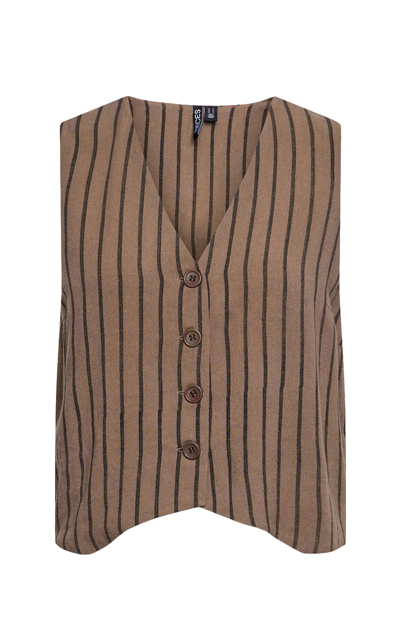 Pia Vest in Falcon with Black Stripe