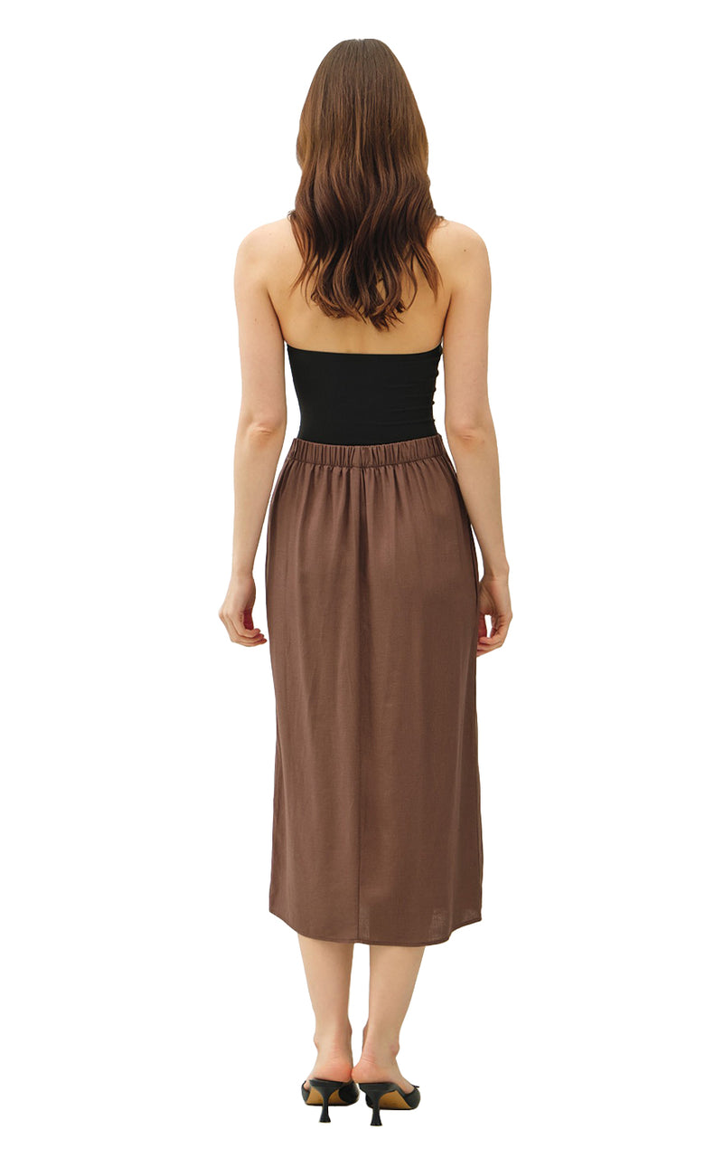 Riley Linen Skirt in Brown