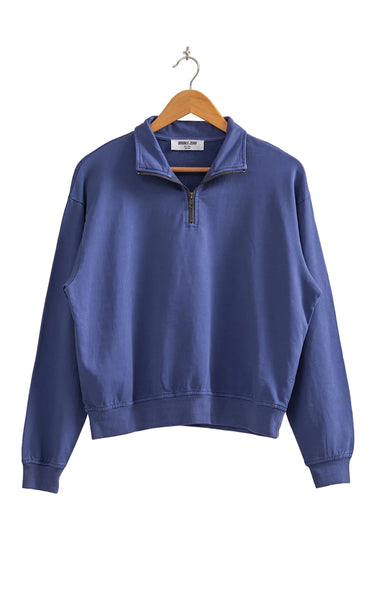 Alaia Half Zip Sweatshirt in Dusty Indigo