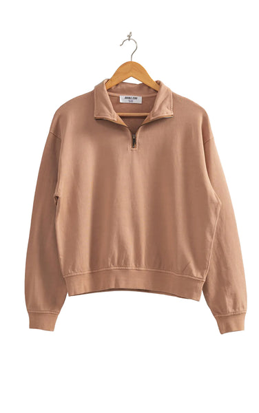 Alaia Half Zip Sweatshirt in Dark Taupe