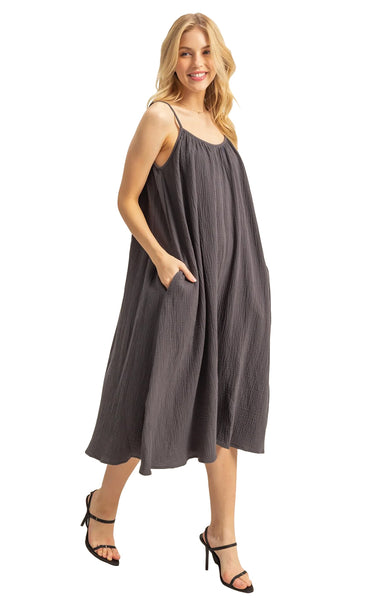 Evida Dress in Provincial Blue with Sadie Flower