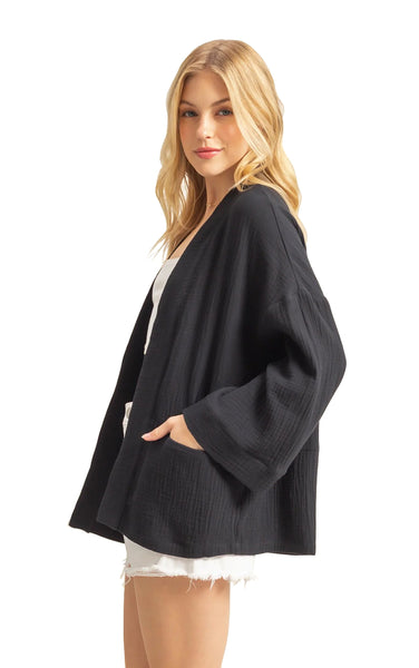 Amara Double Gauze Jacket in Black