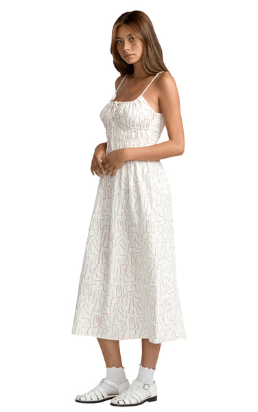 Evida Dress in Provincial Blue with Sadie Flower