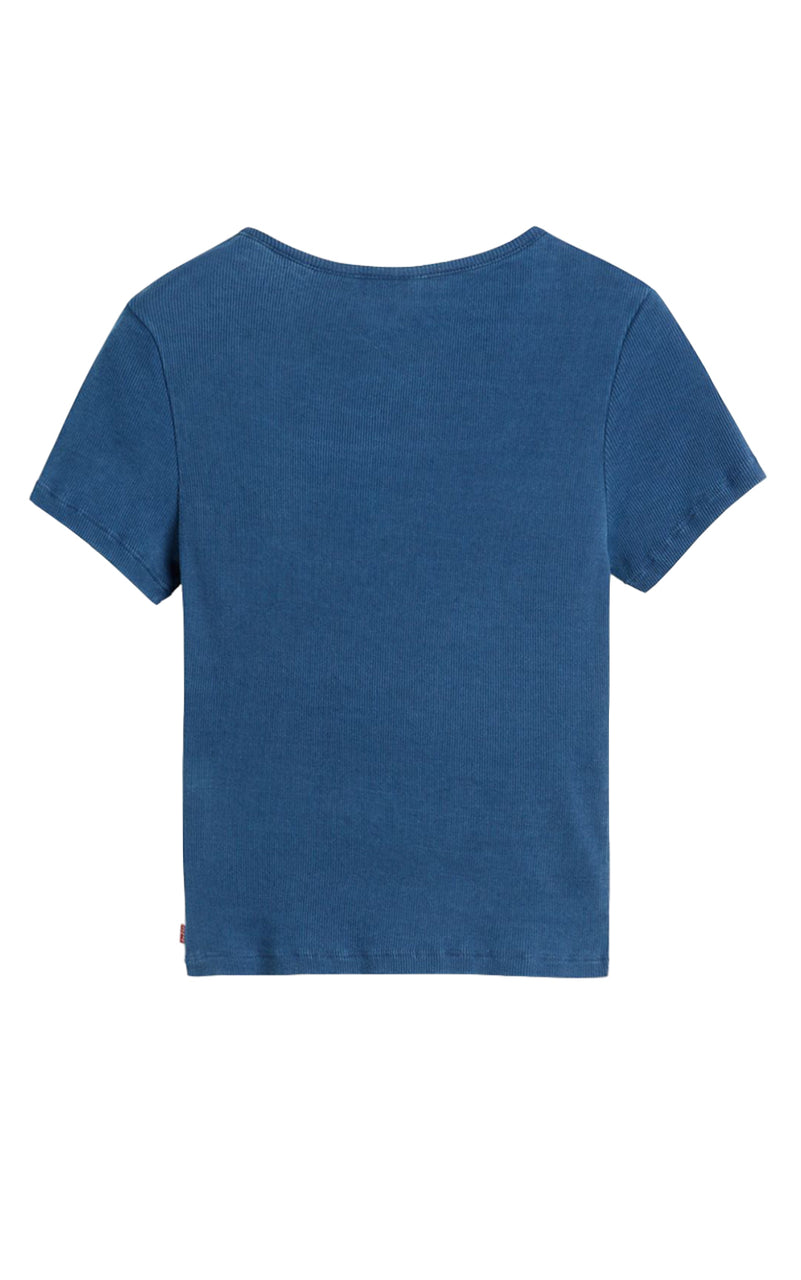 Essential Squared Neck Tee in Indigo Rib Light