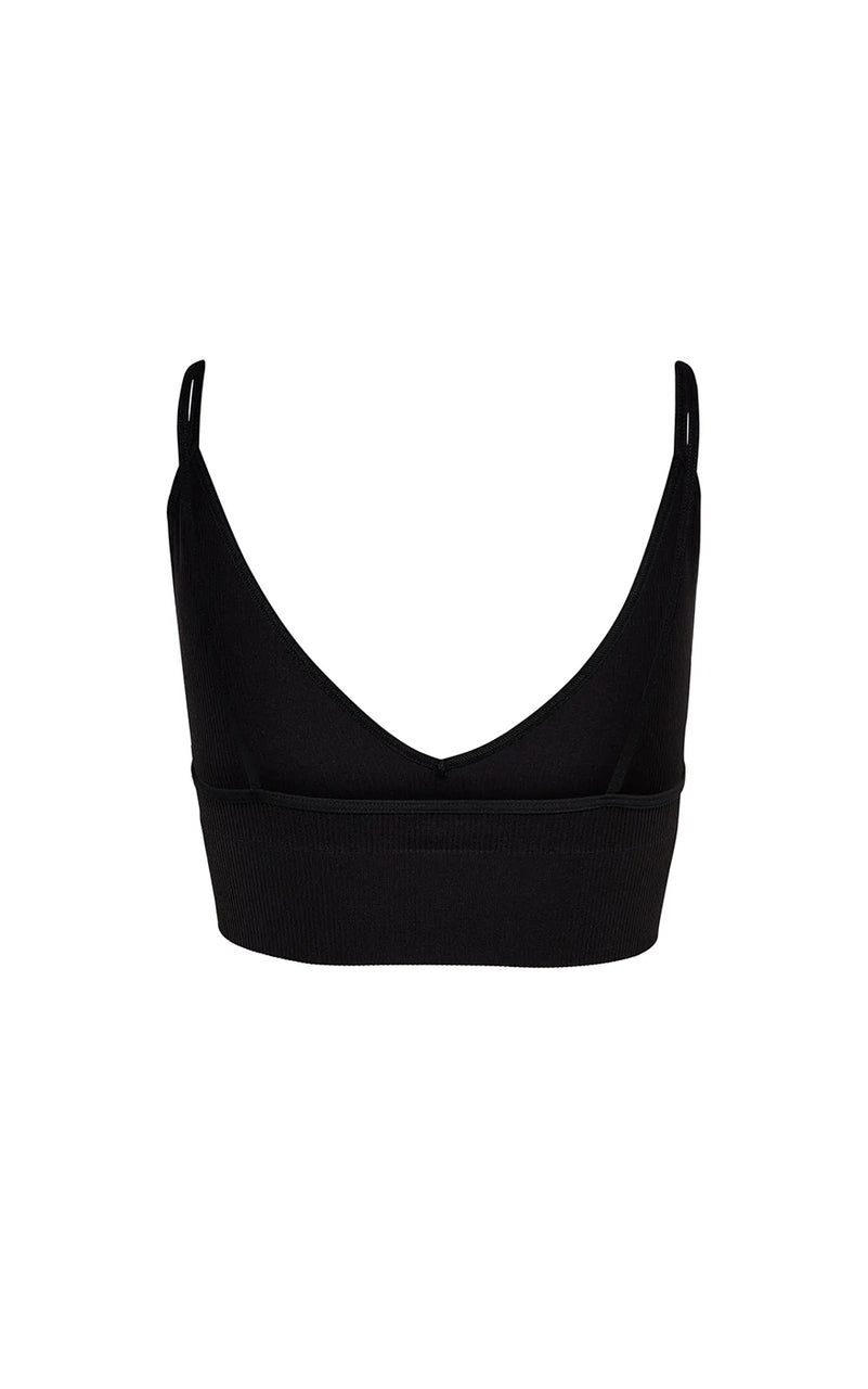 Vicky Rib Seamless V Bralette in Black