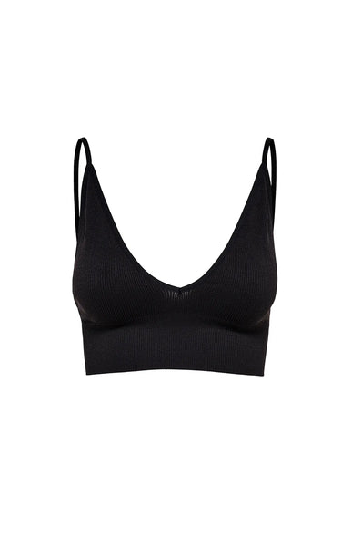 Vicky Rib Seamless V Bralette in Black