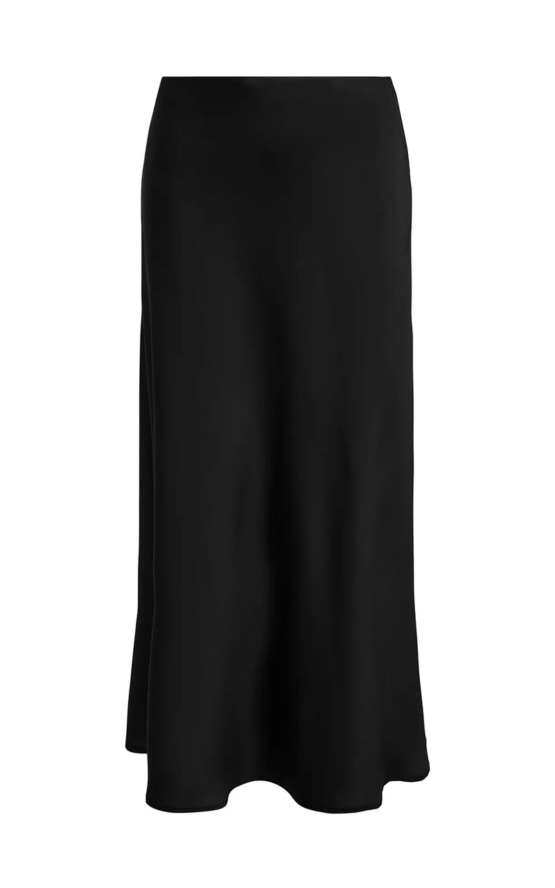 Chigo Satin Ankle Skirt in Black
