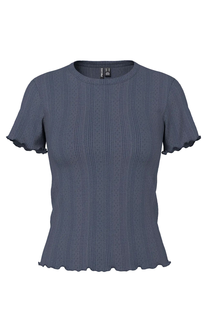 Marie Pointelle Tee in Ombre Blue