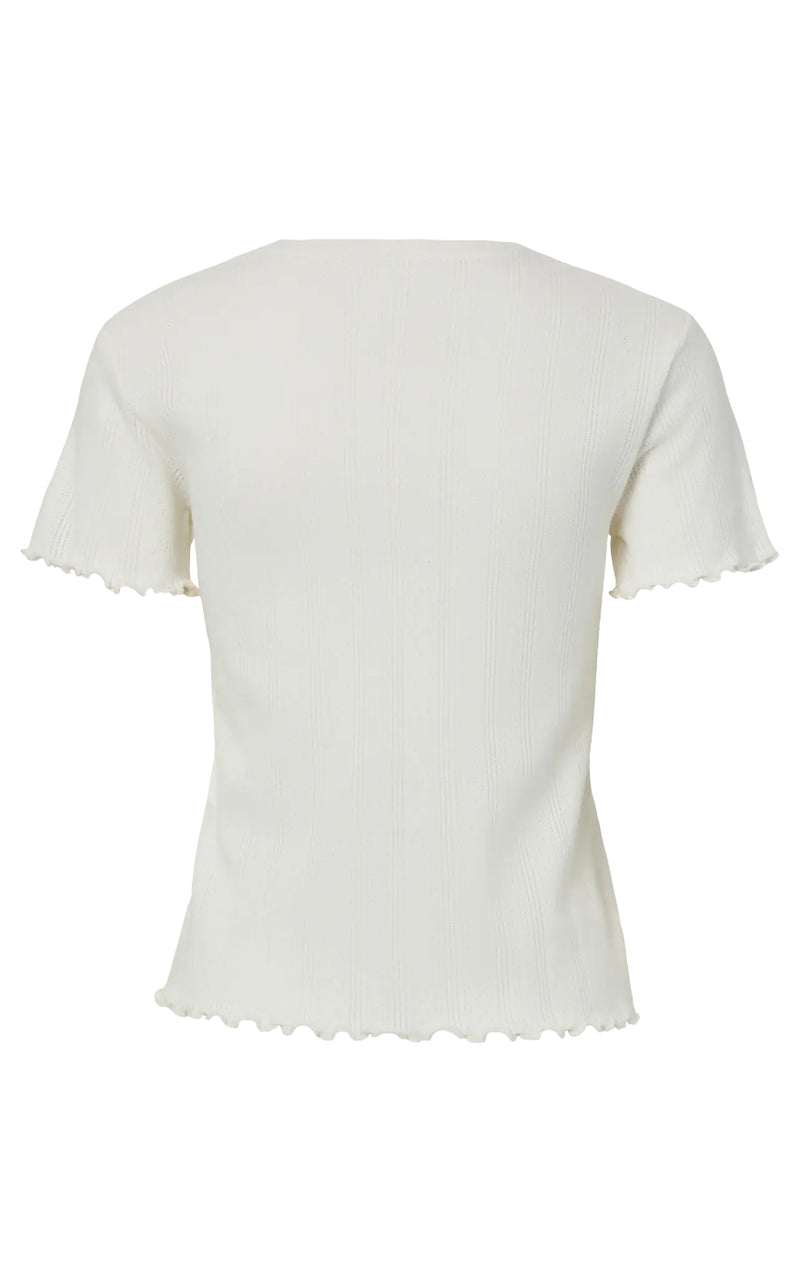 Marie Pointelle Tee in Cloud Dancer